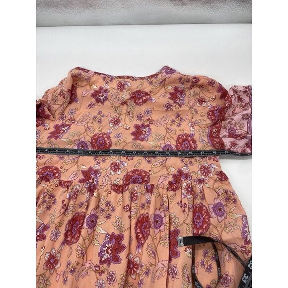 Beachsissi Summer Dress Womens Sz M Pink Floral Short Sleeve Tassels Bach Casual - Picture 5 of 5